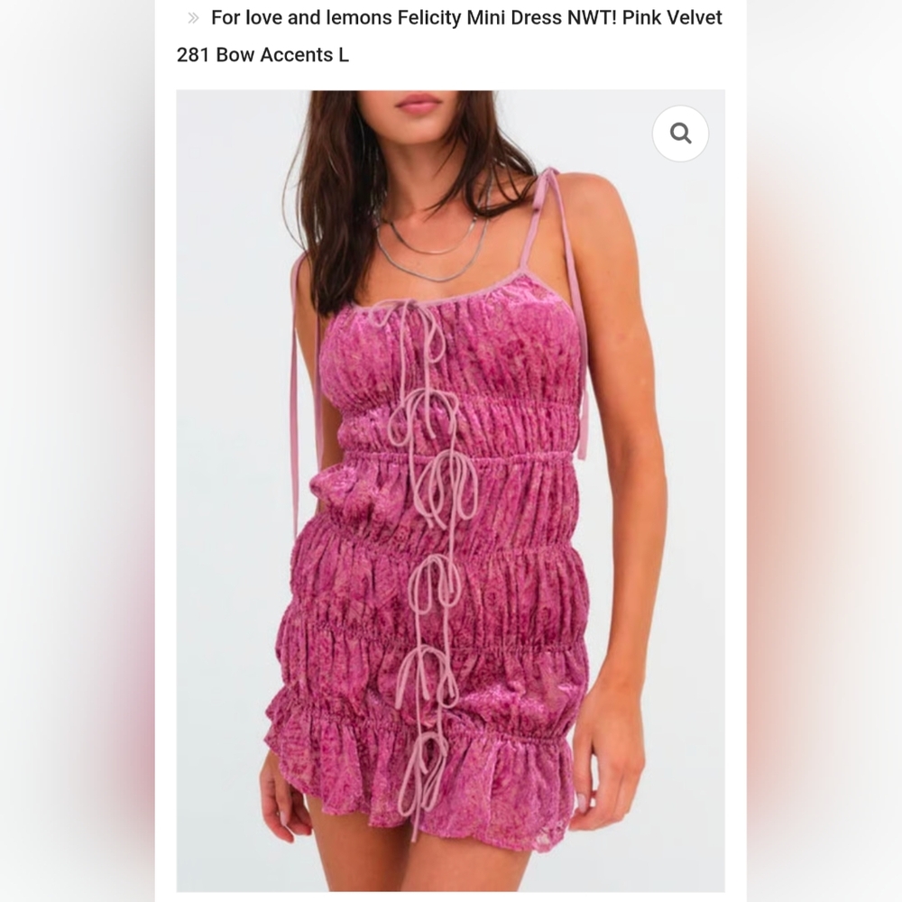 For Love And Lemons Pink Velvet Mini Dress